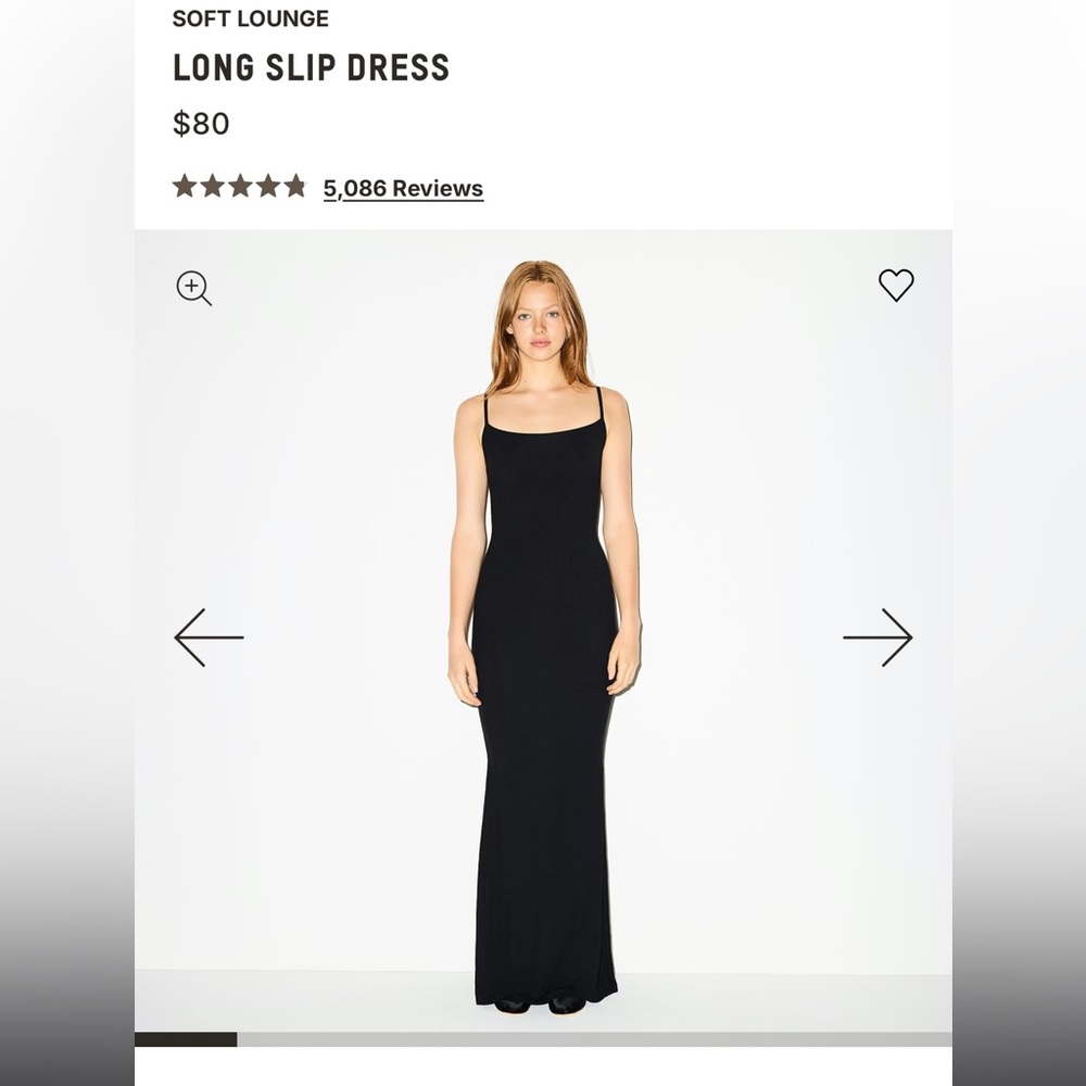 SKIMS Black Long Slip Dress - Small